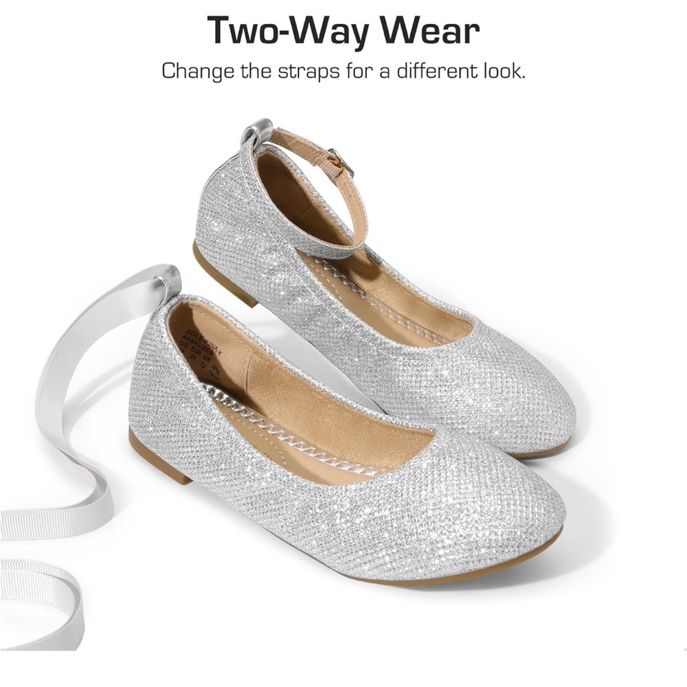 Dream Paris Silver Ballet Flats | Size 3